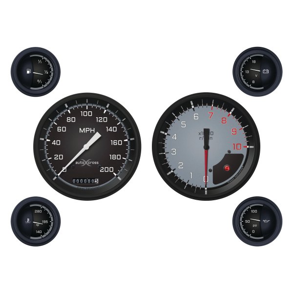 Classic Instruments® - AutoCross Gray Series Custom 6-Gauge Set