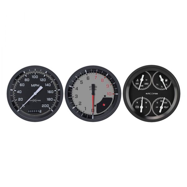 Classic Instruments® - AutoCross Gray Series Custom 3-Gauge Set