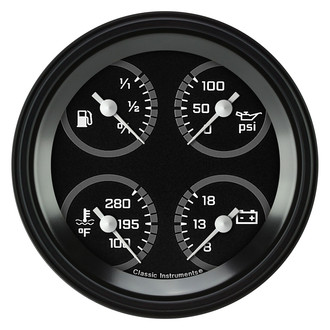 Classic Instruments® - AutoCross Series 3-3/8" Quad Gauge, 0-90, 8-18 V