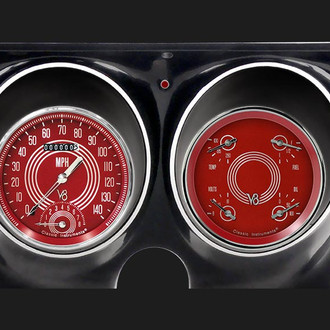 Classic Instruments® - V8 Red Steelie Series Custom Gauge Set