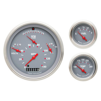 Classic Instruments® - All-in-One Series 4-5/8" Direct Fit 3-Gauge Set, 140 MPH, 8,000 RPM