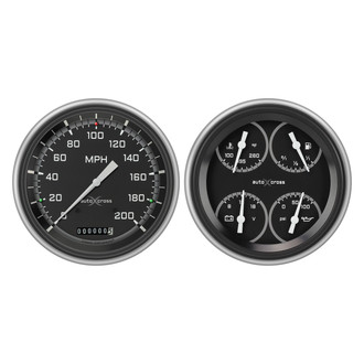 Classic Instruments® - AutoCross Series 4-5/8" Speedometer and Quad Direct Fit Gauge Set, 200 MPH