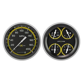 Classic Instruments® - AutoCross Series 4-5/8" Speedometer and Quad Direct Fit Gauge Set, 200 MPH