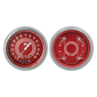 Classic Instruments® - V8 Steelie Series 4-5/8" Speedometer and Quad Direct Fit Gauge Set, 140 MPH, 0-30