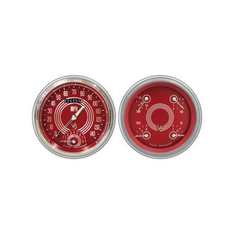 Classic Instruments® - V8 Red Steelie Series Custom Gauge Set