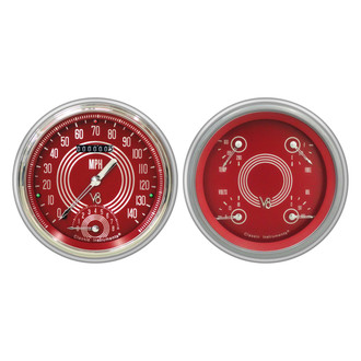 Classic Instruments® - V8 Steelie Series 4-5/8" Speedtachular and Quad Direct Fit Gauge Set, 140 MPH, 8,000 RPM, 0-30