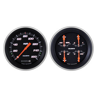 Classic Instruments® - Velocity Series 4-5/8" Speedometer and Quad Direct Fit Gauge Set, 160 MPH, 10,000 RPM