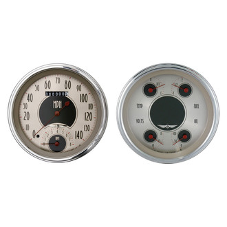 Classic Instruments® - All American Nickel Series 4-5/8" Speedtachular and Quad Direct Fit Gauge Set, 140 MPH, 8,000 RPM, 240-33