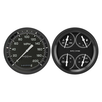 Classic Instruments® - AutoCross Series 4-5/8" Speedometer and Quad Direct Fit Gauge Set, 200 MPH