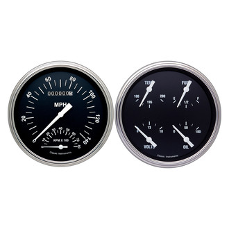 Classic Instruments® - Hot Rod Series 4-5/8" Speedtachular and Quad Direct Fit Gauge Set, 140 MPH, 8,000 RPM, 240-33