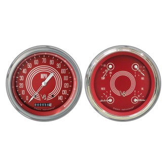 Classic Instruments® - V8 Steelie Series 4-5/8" Speedometer and Quad Direct Fit Gauge Set, 140 MPH, 240-33