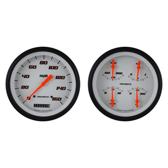 Classic Instruments® - Velocity Series 4-5/8" Speedometer and Quad Direct Fit Gauge Set, 160 MPH, 10,000 RPM, 240-33