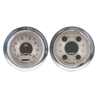 Classic Instruments® - All American Nickel Series 4-5/8" Speedometer and Quad Direct Fit Gauge Set, 140 MPH