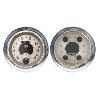 Classic Instruments® - All American Nickel Series 4-5/8" Speedtachular and Quad Gauge Set, 140 MPH