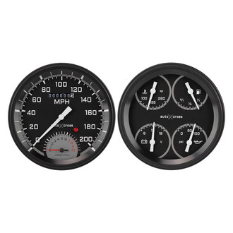 Classic Instruments® - AutoCross Series 4-5/8" Speedometer and Quad Direct Fit Gauge Set, 200 MPH