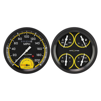 Classic Instruments® - AutoCross Series 4-5/8" Speedometer and Quad Direct Fit Gauge Set, 200 MPH