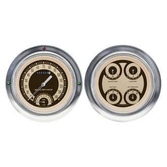 Classic Instruments® - Nostalgia VT Series 4-5/8" Speedometer and Quad Direct Fit Gauge Set, 140 MPH
