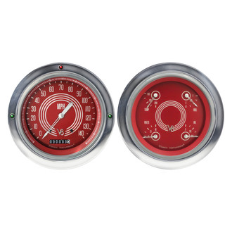 Classic Instruments® - V8 Steelie Series 4-5/8" Speedometer and Quad Direct Fit Gauge Set, 140 MPH, 240-33