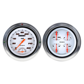 Classic Instruments® - Velocity Series 4-5/8" Speedometer and Quad Direct Fit Gauge Set, 160 MPH, 10,000 RPM