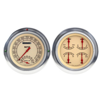 Classic Instruments® - Vintage Series 4-5/8" Speedometer and Quad Direct Fit Gauge Set, 140 MPH