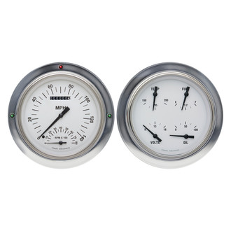 Classic Instruments® - White Hot Series 4-5/8" Speedometer and Quad Direct Fit Gauge Set, 140 MPH