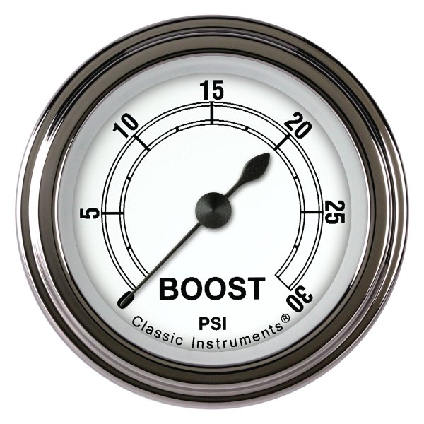 Classic Instruments® - Classic White Series 2-1/8" Boost Gauge, 30 psi