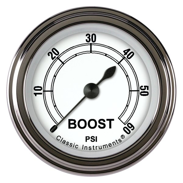 Classic Instruments® - Classic White Series 2-1/8" Boost Gauge, 60 psi