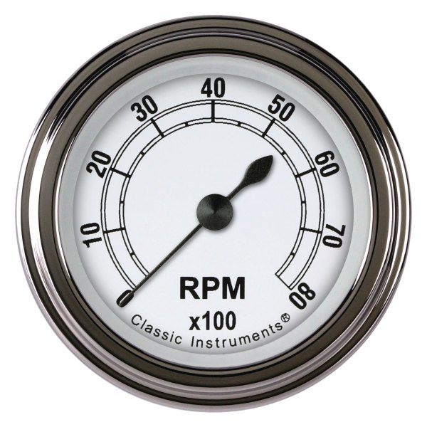 Classic Instruments® - Classic White Series 2-1/8" Tachometer, 8,000 RPM