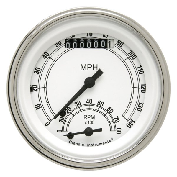 Classic Instruments® - Classic White Series 3-3/8" Speedtachular, 140 MPH