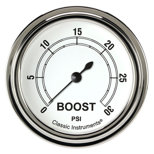 Classic Instruments® - Classic White Series 2-5/8" Boost Gauge, 30 psi