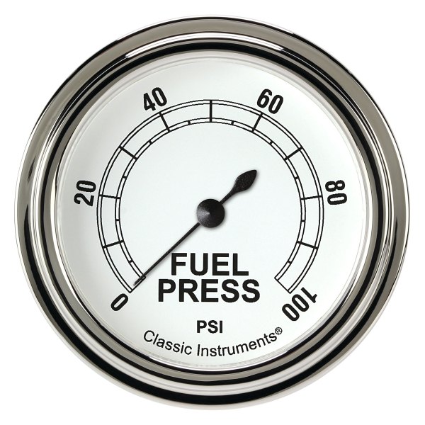 Classic Instruments® - Classic White Series 2-5/8" Fuel Pressure Gauge, 100 psi