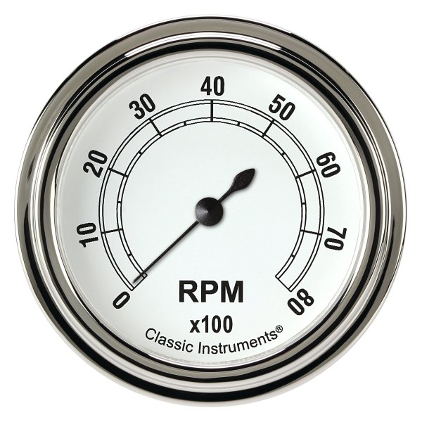 Classic Instruments® - Classic White Series 2-5/8" Tachometer, 8,000 RPM
