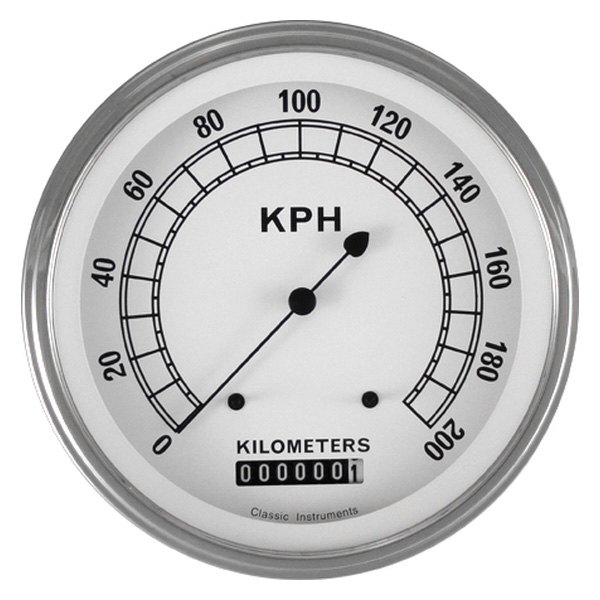 Classic Instruments® - Classic White Series 4-5/8" Speedometer, 200 KPH