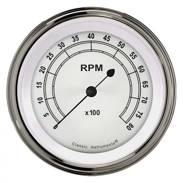 Classic Instruments® - Classic White Series 3-3/8" Tachometer, 8,000 RPM