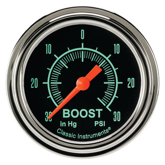 Classic Instruments® - G-Stock Series Boost/Vacuum Gauge, -30 in Hg +30 PSI