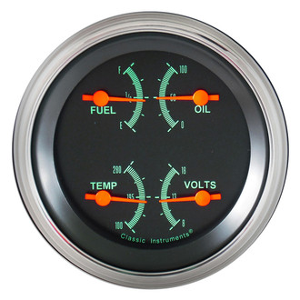 Classic Instruments® - G-Stock Series 3-3/8" Quad Gauge, 240-33, 8-18 V