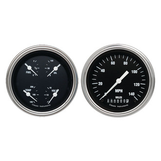 Classic Instruments® - Hot Rod Series 3-3/8" Speedometer and Quad Gauge Set, 140 MPH