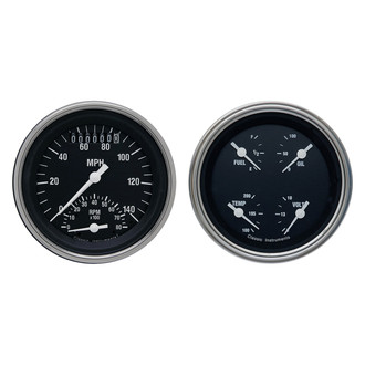 Classic Instruments® - Hot Rod Series 3-3/8" Speedtachular and Quad Gauge Set, 140 MPH, 8,000 RPM