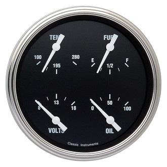 Classic Instruments® - Hot Rod Series 4-5/8" Quad Gauge, 0-90, 8-18 V