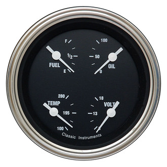 Classic Instruments® - Hot Rod Series 3-3/8" Quad Gauge, 0-90, 8-18 V