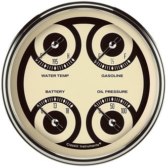 Classic Instruments® - Nostalgia VT Series Quad Gauge, 8-18 V