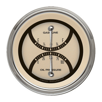 Classic Instruments® - Nostalgia VT Series 3-3/8" Fuel & Oil Dual Gauge, 240-33