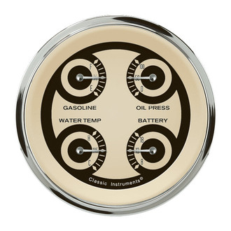 Classic Instruments® - Nostalgia VT Series 3-3/8" Quad Gauge, 75-10, 8-18 V