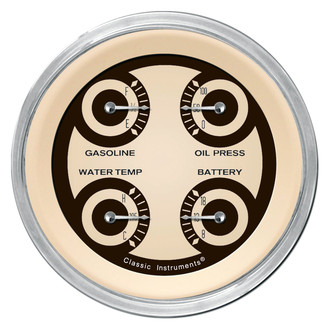 Classic Instruments® - Nostalgia VT Series 3-3/8" Quad Gauge, 240-33, 8-18 V