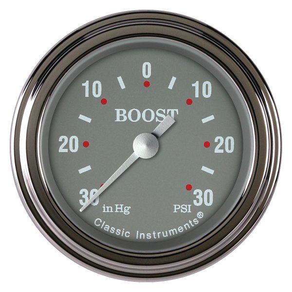 Classic Instruments® - Silver Gray Series 2-1/8" Boost/Vacuum Gauge, -30 in Hg +30 PSI