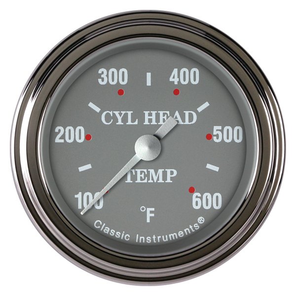 Classic Instruments® - Silver Gray Series 2-1/8" Cylinder Head Temperature Gauge, 100-600 F