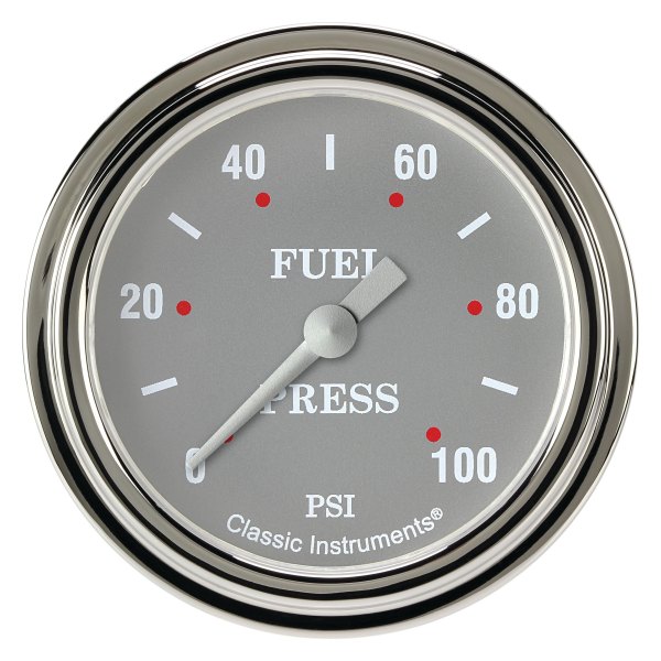 Classic Instruments® - Silver Gray Series 2-5/8" Fuel Pressure Gauge, 100 psi