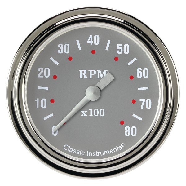 Classic Instruments® - Silver Gray Series 2-5/8" Tachometer, 8,000 RPM