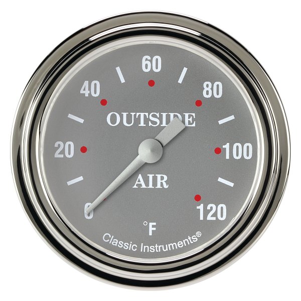 Classic Instruments® - Silver Gray Series 2-5/8" Air Temperature Gauge, 120 F
