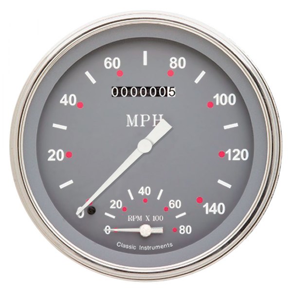 Classic Instruments® - Silver Gray Series 4-5/8" Speedtachular, 140 MPH